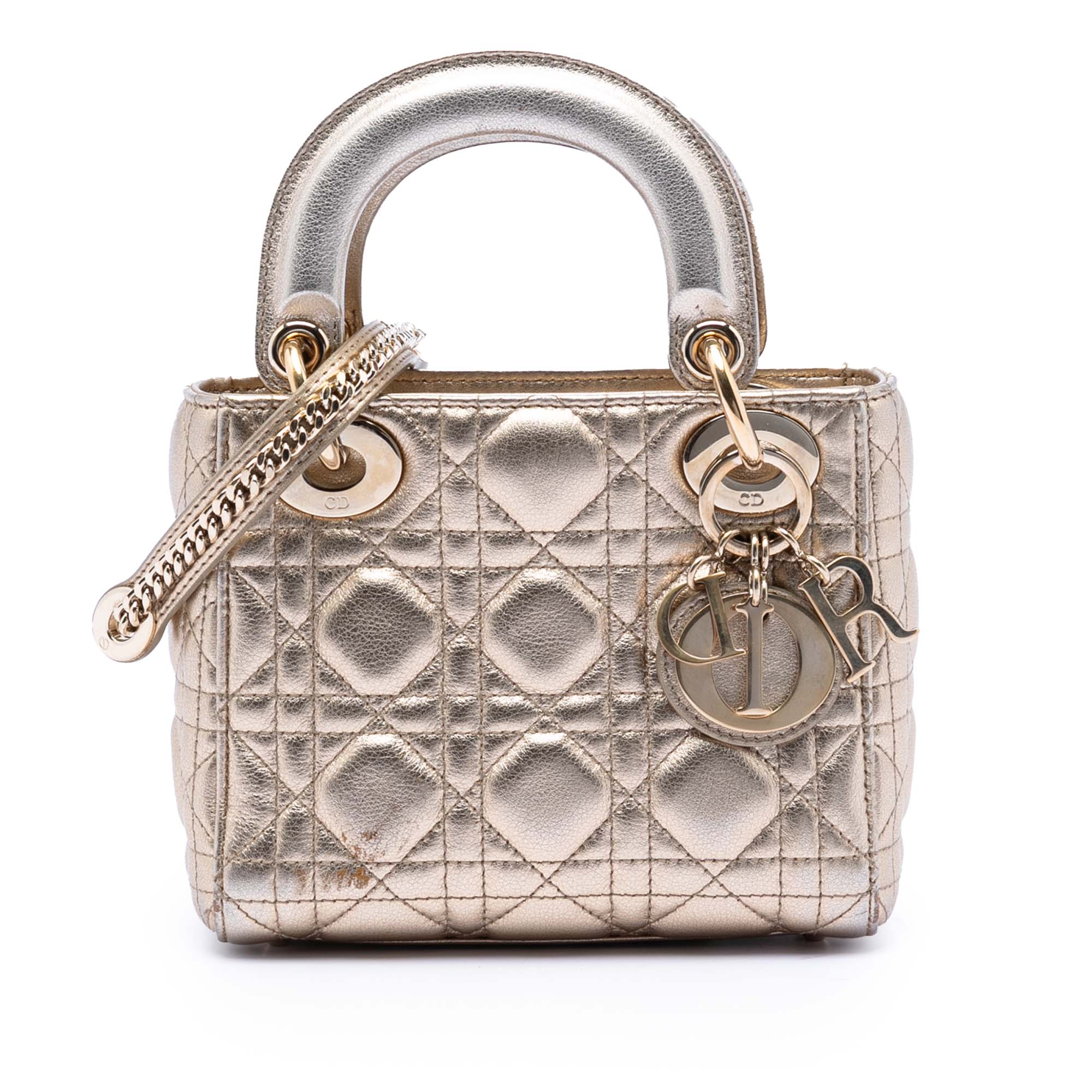 Mini Metallic Lambskin Cannage Lady Dior