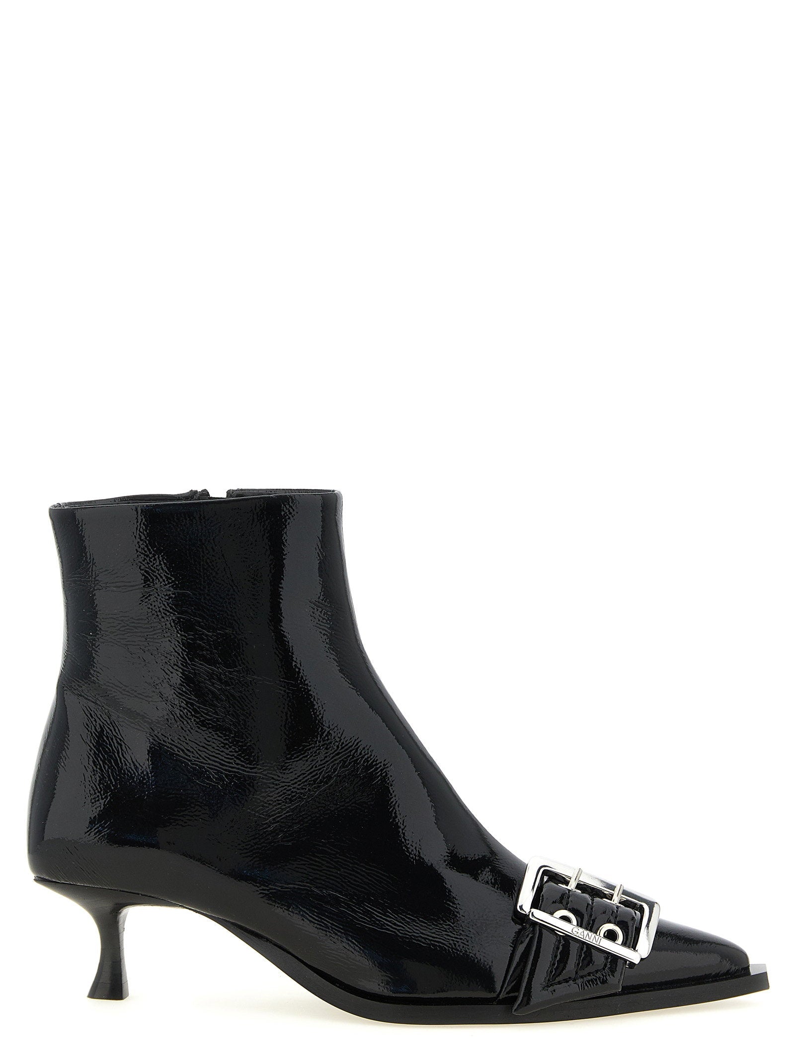 Ganni Buckle Ankle Boot — Black