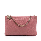 Embossed Lambskin Camellia Chain Pochette