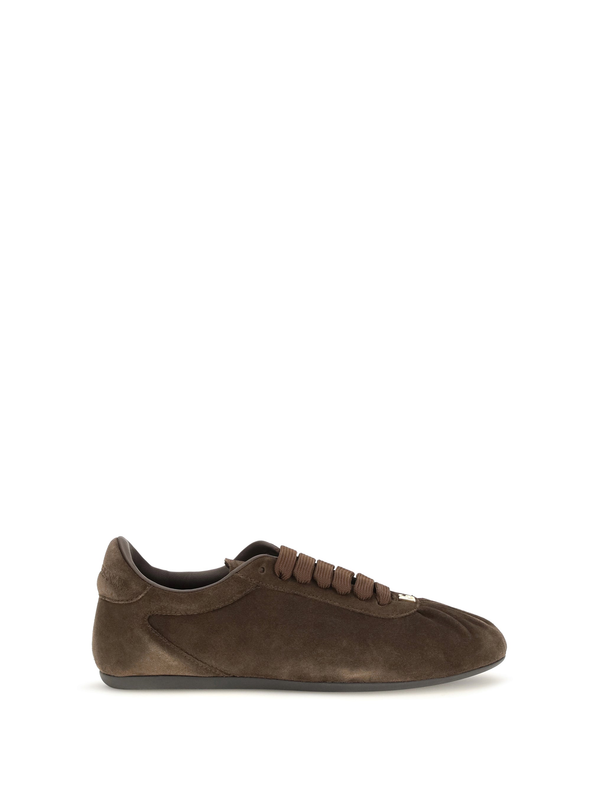 Dolce & Gabbana Low-Top Suede Sneakers — Brown