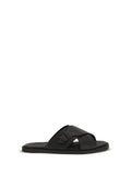 Fendi Crossed X-Strap Calfskin Slide Sandals — Black