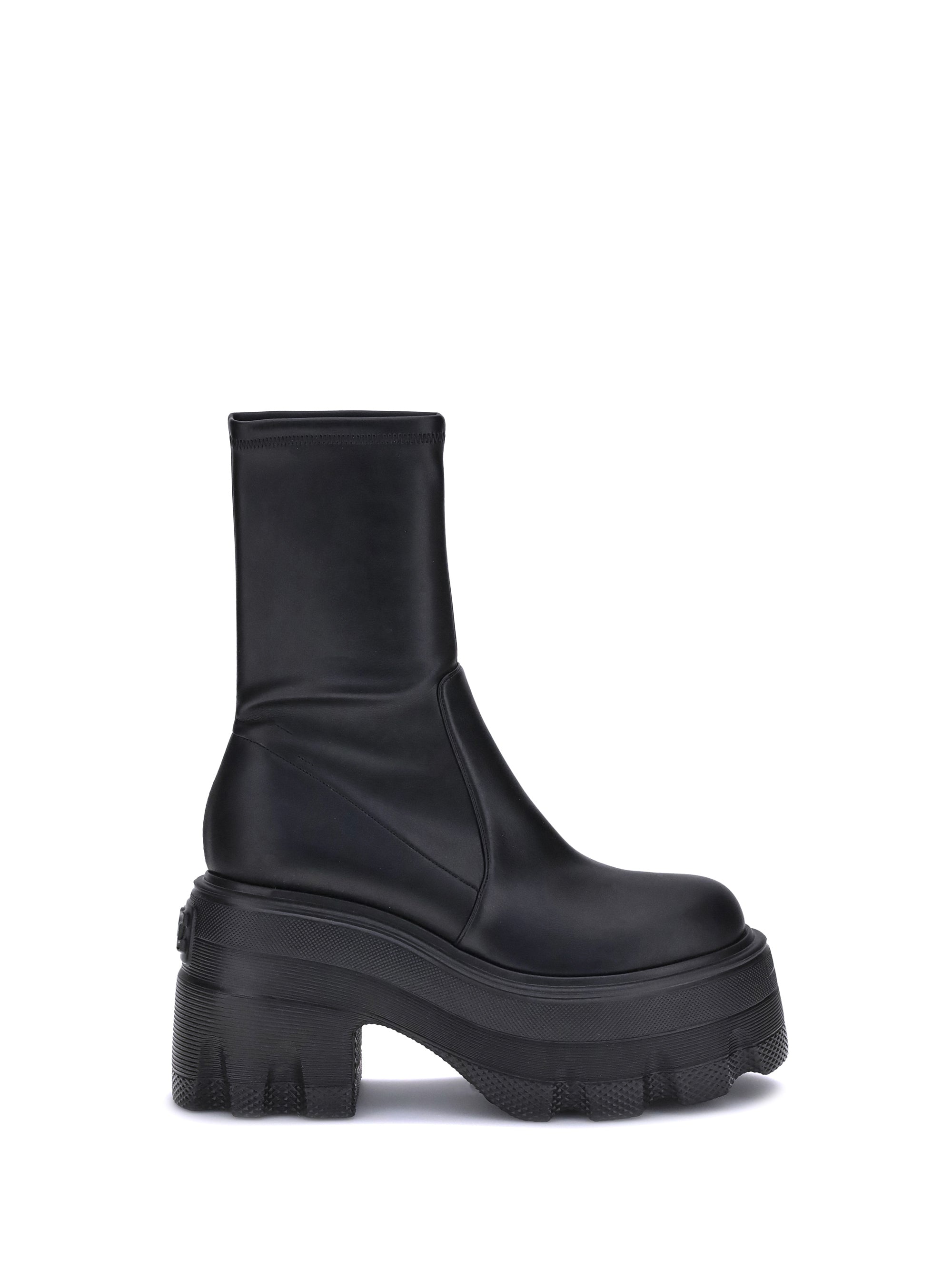 Casadei Platform Block-Heel Ankle Boots — Black