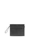 Ferragamo Monogram Embossed Calfskin Clutch — Black