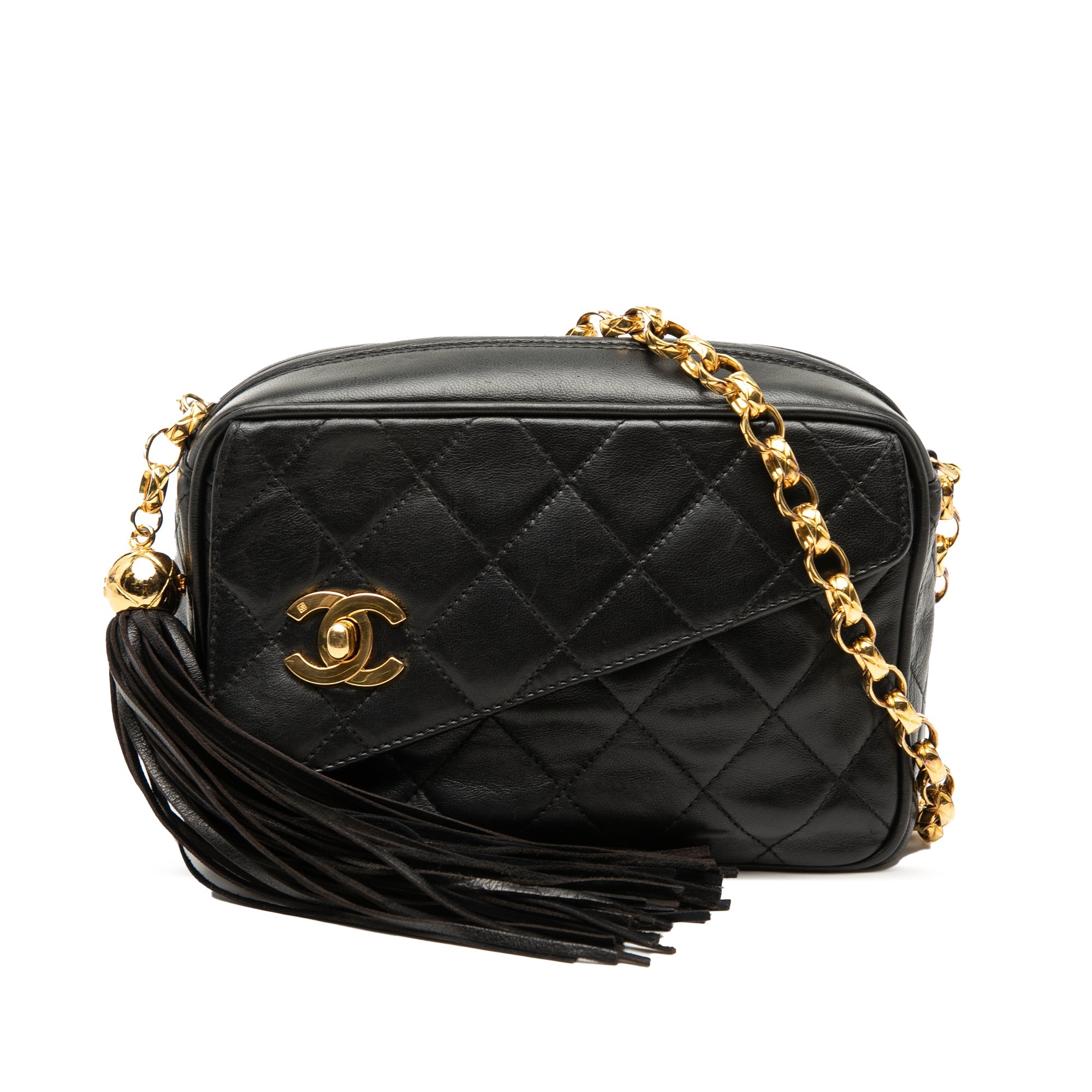 Mini CC Quilted Lambskin Tassel Camera Bag