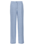 P.A.R.O.S.H. Viscose Linen Blend Trousers — Blue