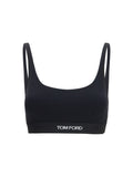 Tom Ford Logo-Embroidered Modal Sports Bra — Black