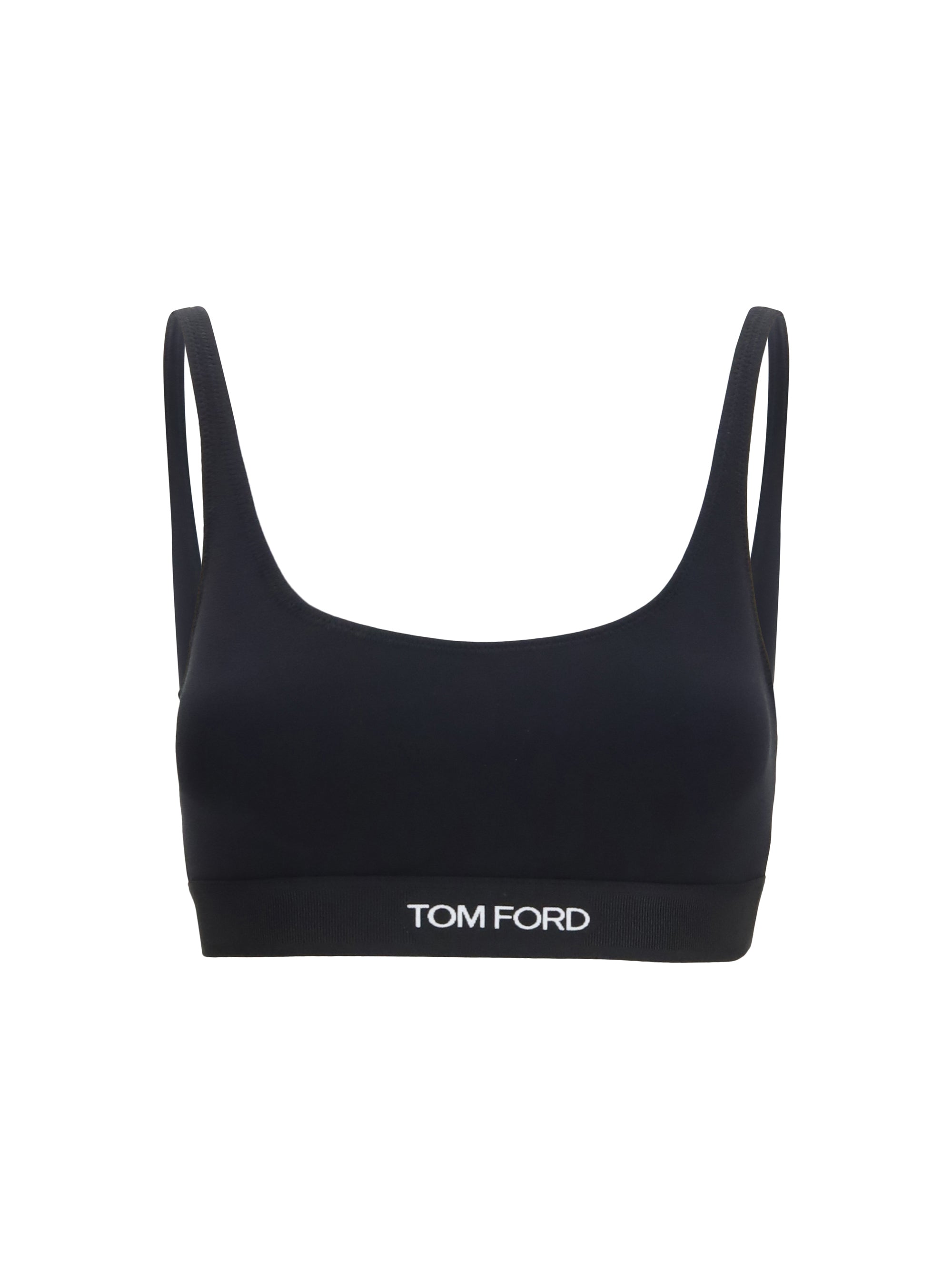 Tom Ford Logo-Embroidered Modal Sports Bra — Black