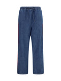 Valentino Wide-Leg Denim with Side Stripe Jeans — Blue