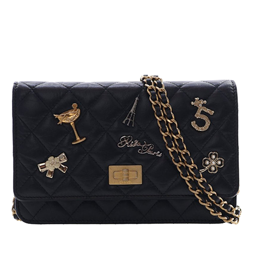 Quilted Aged Calfskin Reissue 2.55 Lucky Charms Wallet On Chain