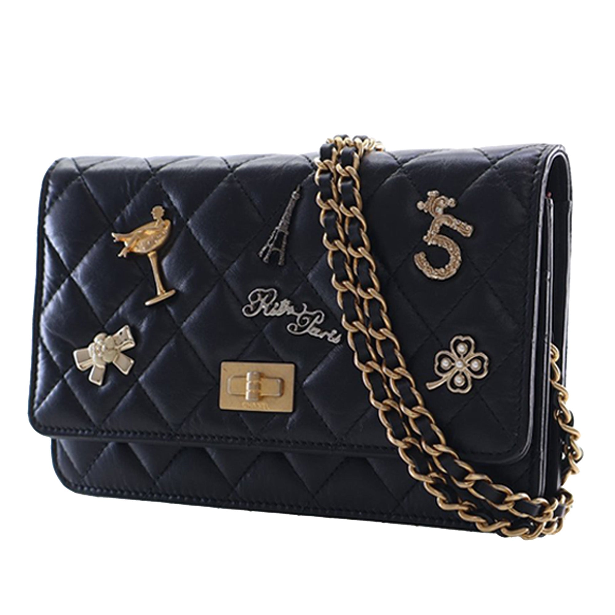 Quilted Aged Calfskin Reissue 2.55 Lucky Charms Wallet On Chain