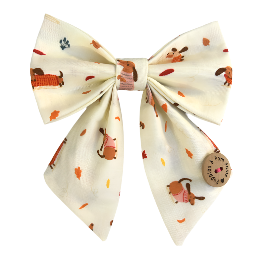 Handmade Dog Sailer Bow Tie - Autumn Dachshunds