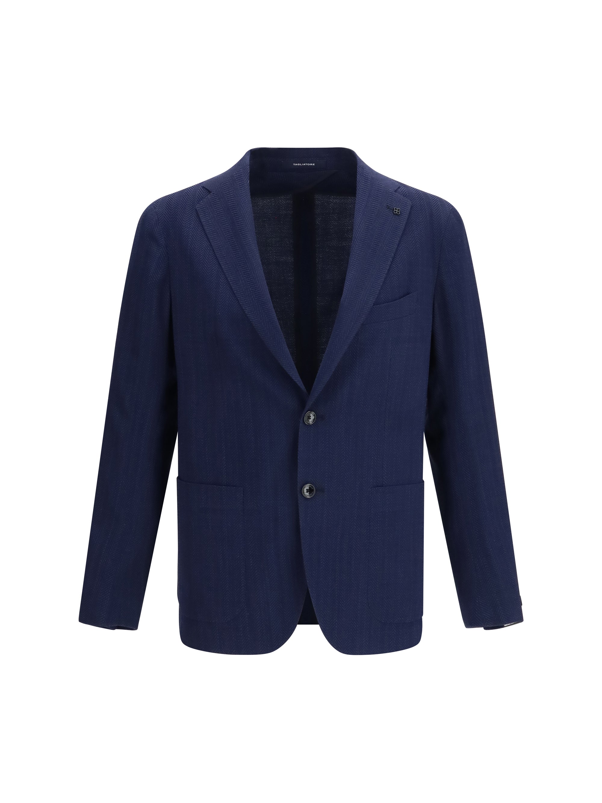 Tagliatore Herringbone Wool Blazer — Navy