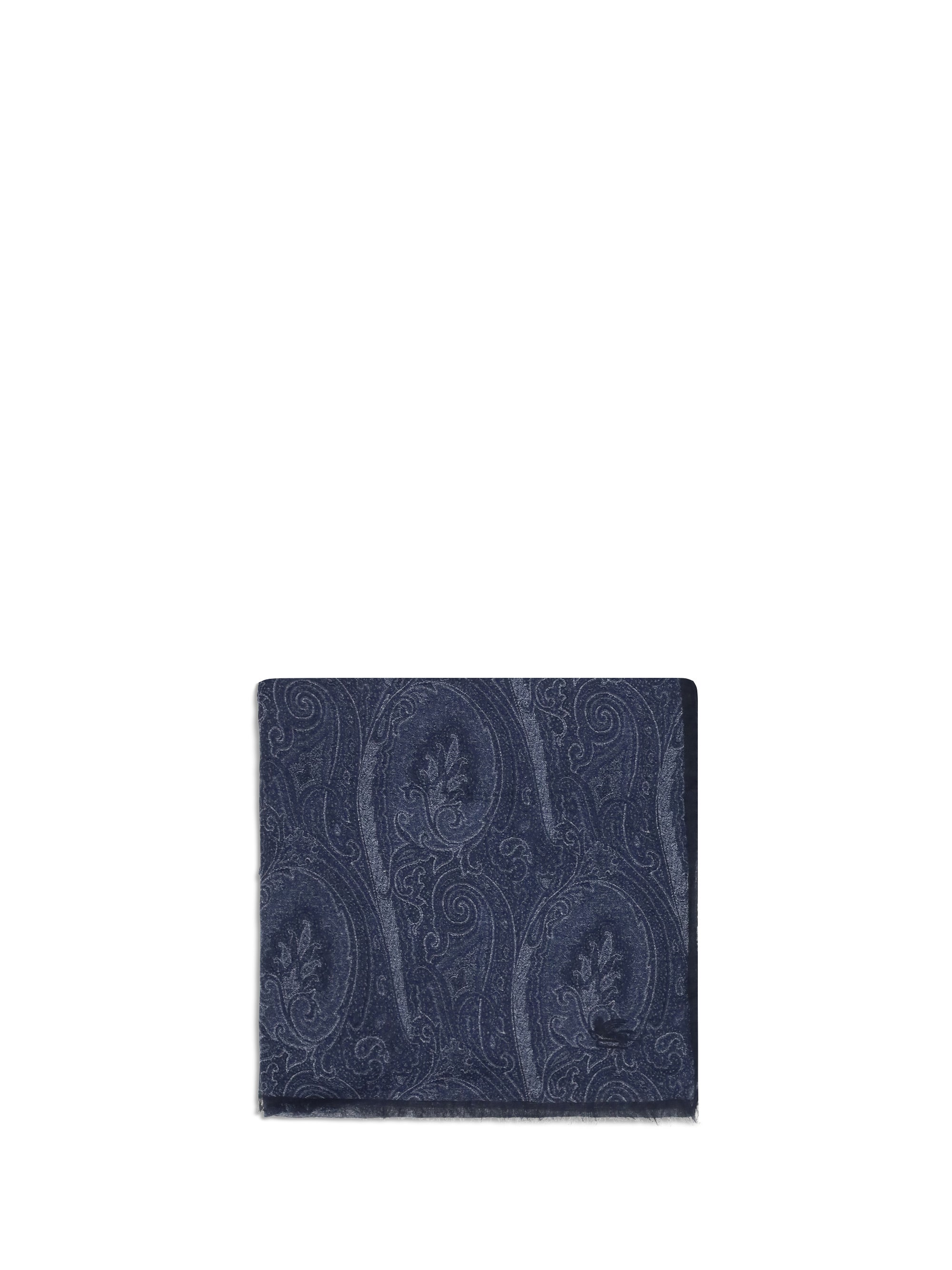 Etro Paisley-Print Modal-Cashmere Blend Scarf — Navy
