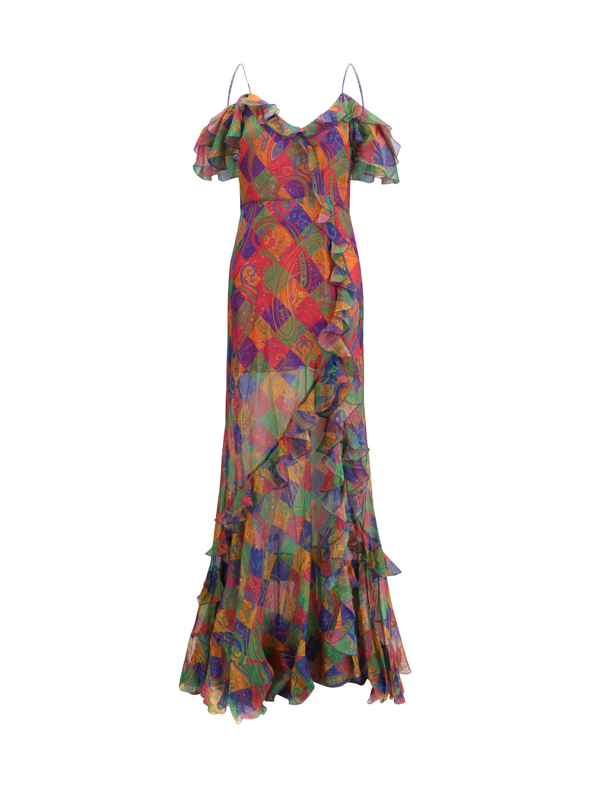 Etro Silk Chiffon Paisley Dress — Multicolor