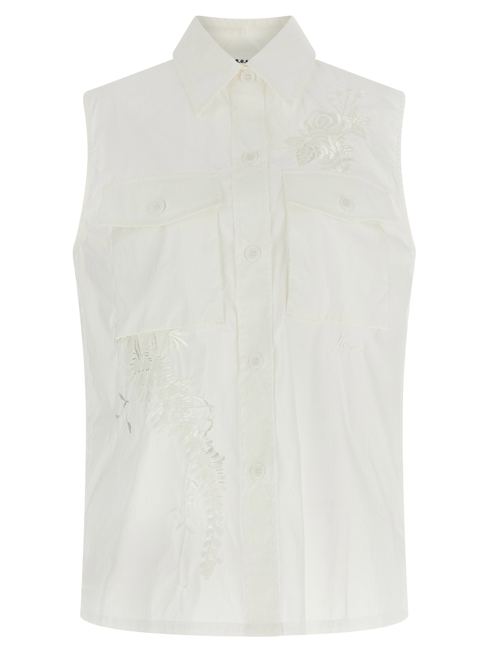 P.A.R.O.S.H. Embroidered Technical Fabric Shirt — White