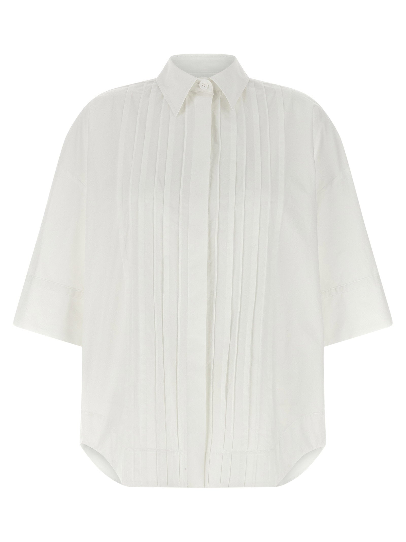 P.A.R.O.S.H. Pleated Cotton Poplin Shirt — White