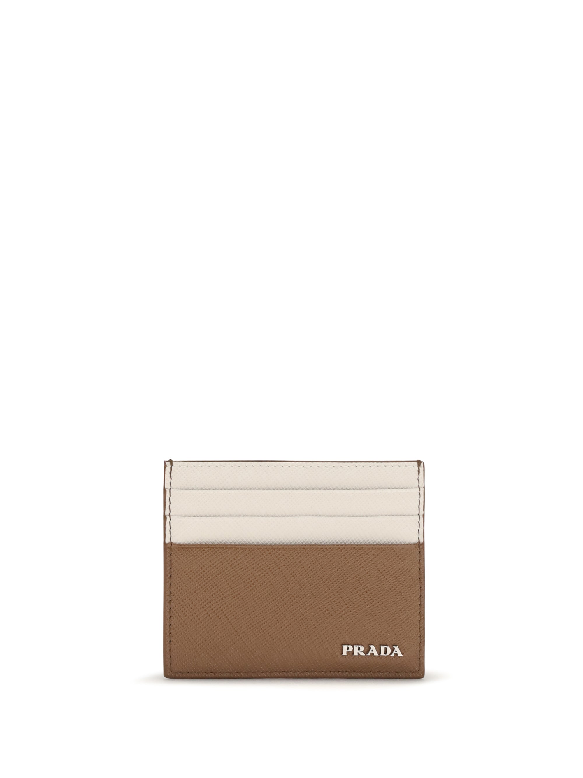 Prada Saffiano Leather Card Case — Brown