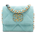 Quilted Denim 19 Card Holder with Chain