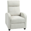 Push Back Recliner Chair, Corduroy Fabric Home Theater Seating, Single Reclining Sofa Chair, Cream White