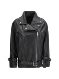 Pinko Leather Biker Jacket — Black