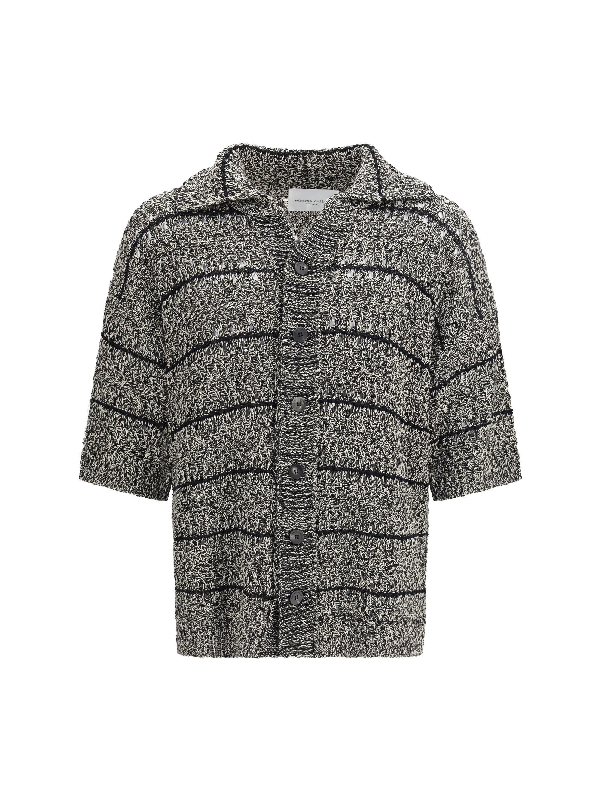 Roberto Collina Mouliné Texture Knit Shirt — Gray