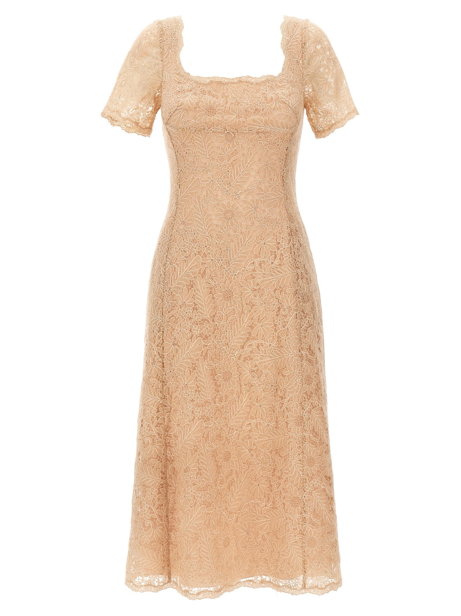 Ermanno Scervino Floral Lace Dress — Beige