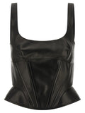 Ermanno Scervino Leather Bustier Bodysuit — Black