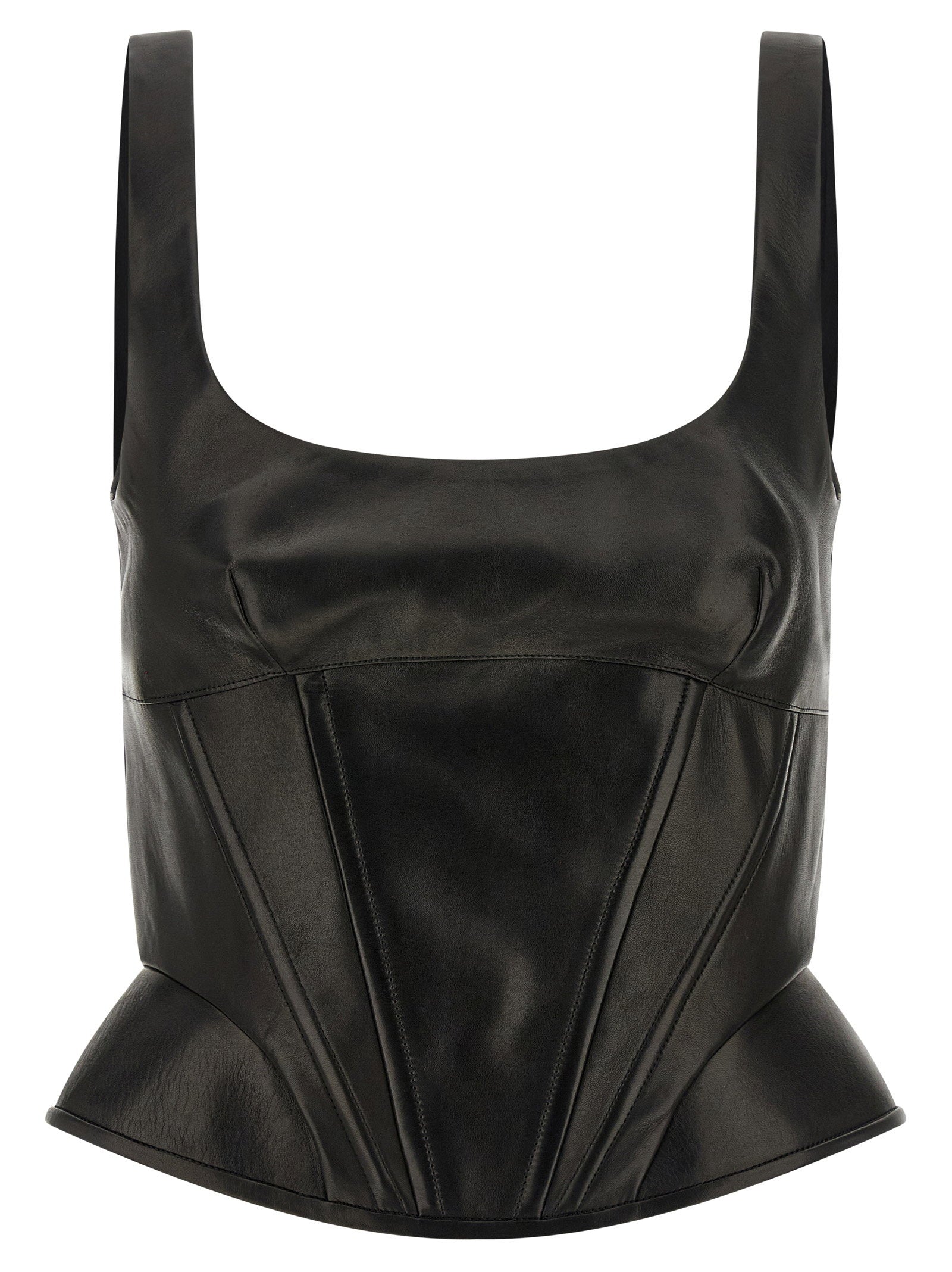 Ermanno Scervino Leather Bustier Bodysuit — Black