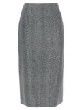 Ermanno Scervino Herringbone Rhinestone Skirt — gray