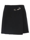 Ermanno Scervino Jewel-Pin Virgin Wool Skirt — Black