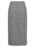 Ermanno Scervino Houndstooth Wool-Blend Longuette Skirt — Black