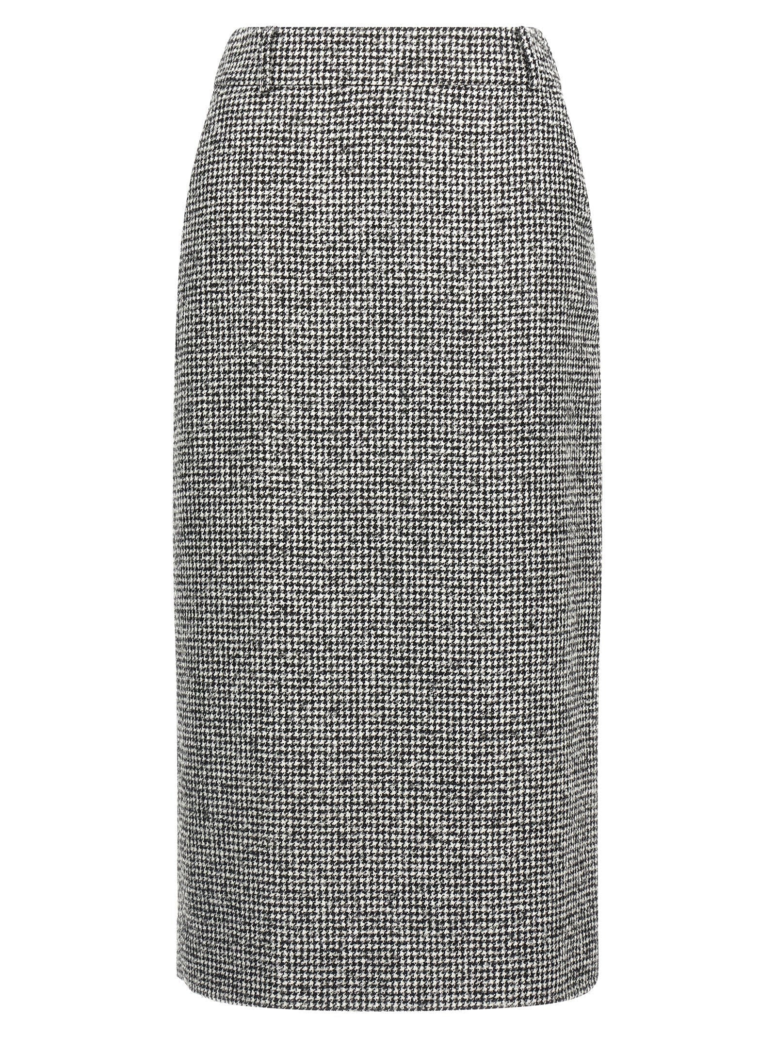 Ermanno Scervino Houndstooth Wool-Blend Longuette Skirt — Black