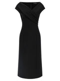 Ermanno Scervino Crossover V-Neck Midi Dress — Black