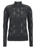 Ermanno Scervino Crystal-Braided Wool Blend Sweater — Charcoal