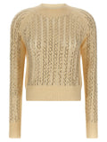 Ermanno Scervino Baguette Studded Braided Knit Sweater — Cream