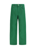'S Maxmara Cotton-Linen Blend Trousers — Green