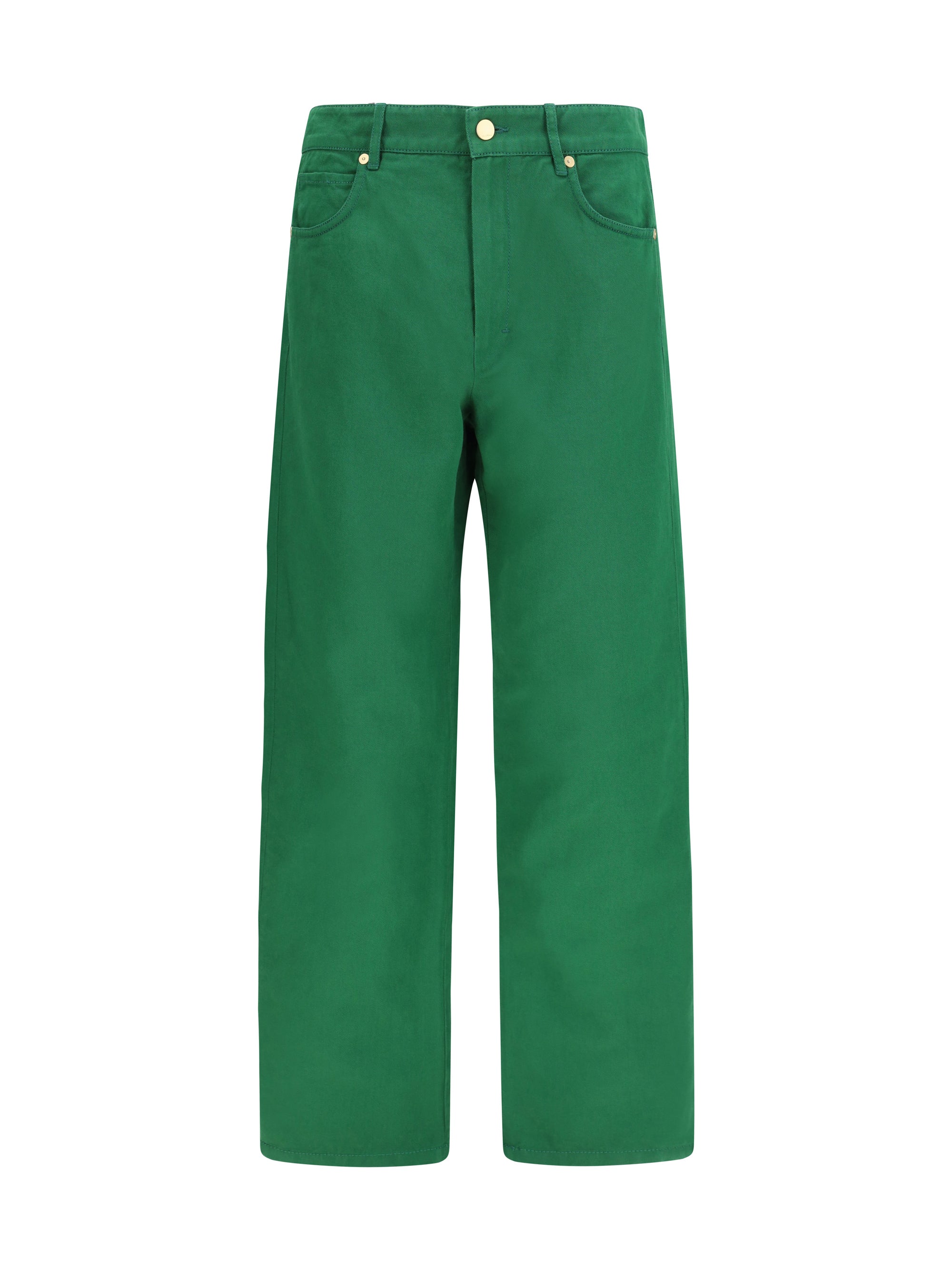 'S Maxmara Cotton-Linen Blend Trousers — Green