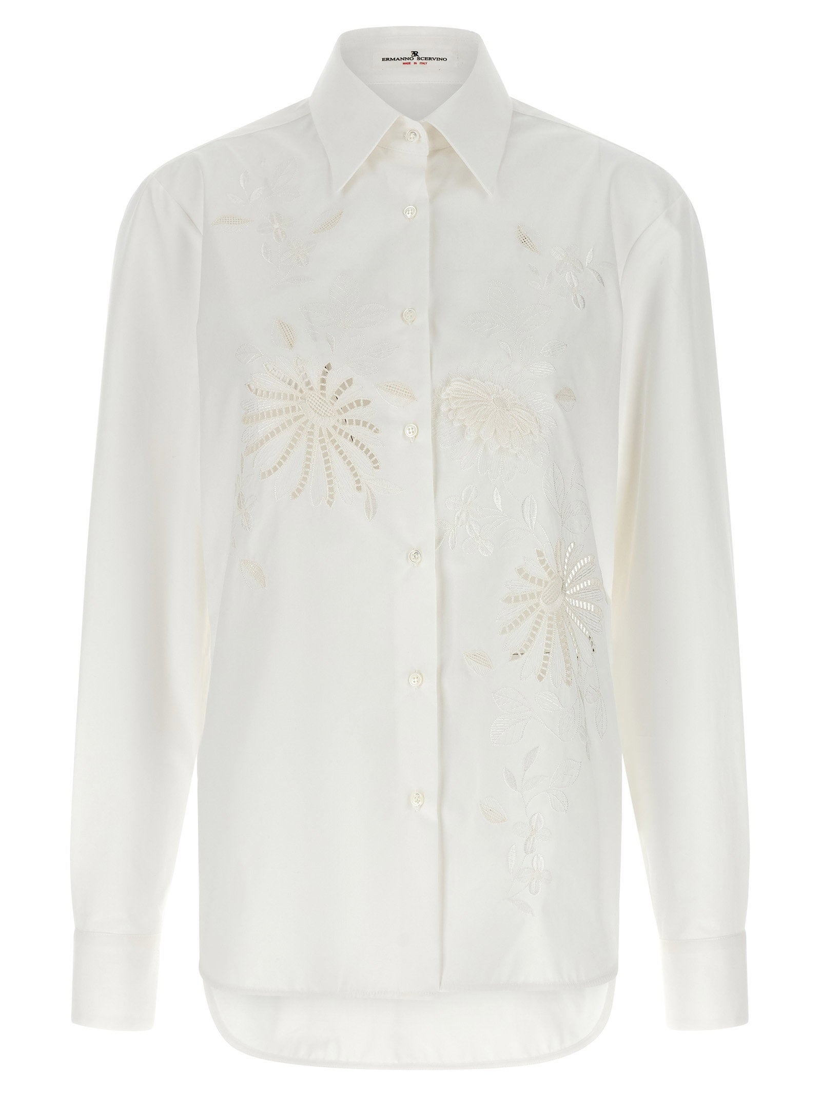 Ermanno Scervino Embroidered Cotton Poplin Blouse — White
