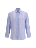 Etro Striped Linen Shirt — Blue