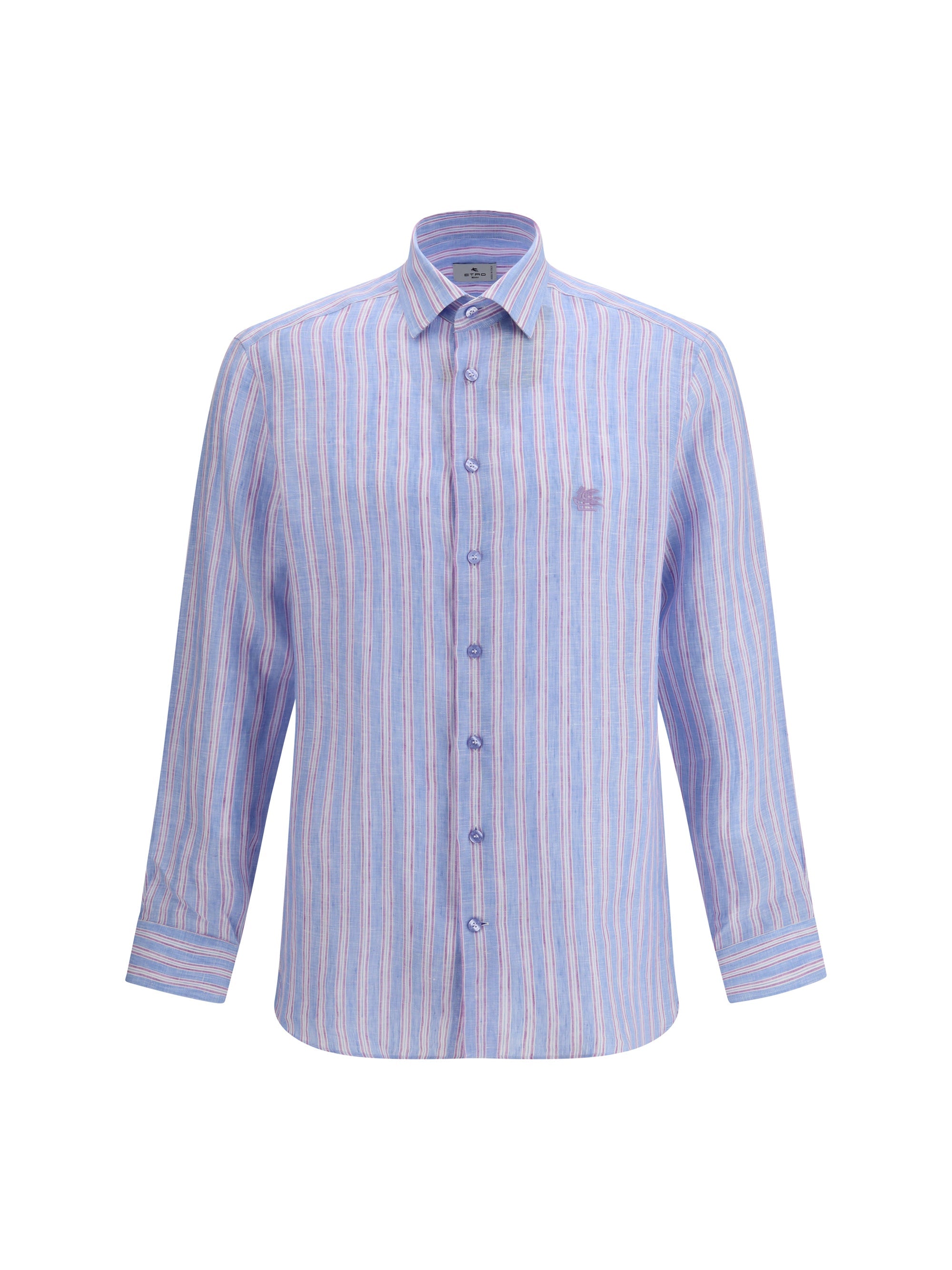 Etro Striped Linen Shirt — Blue