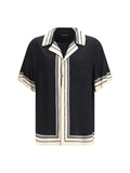 Dolce & Gabbana Striped Logo Silk Shirt — Black
