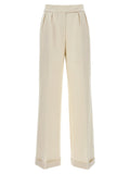 Kiton Stretch Wool Jersey Trousers — Cream