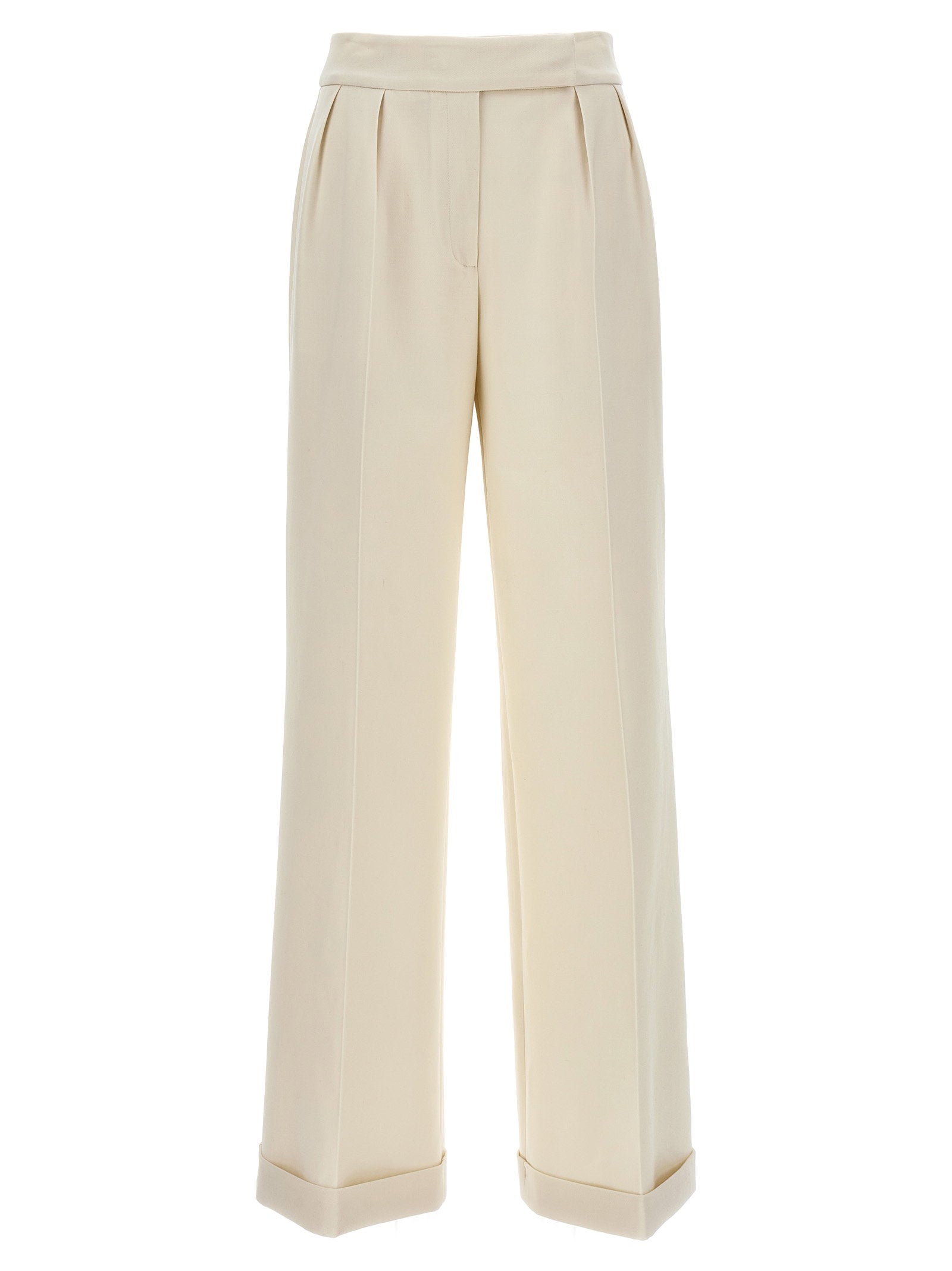 Kiton Stretch Wool Jersey Trousers — Cream