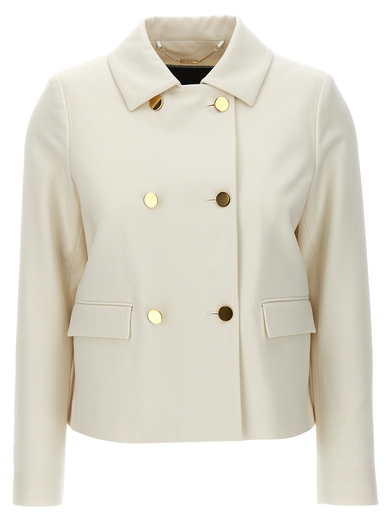 Kiton Double-Breasted Wool Jacket — Cream