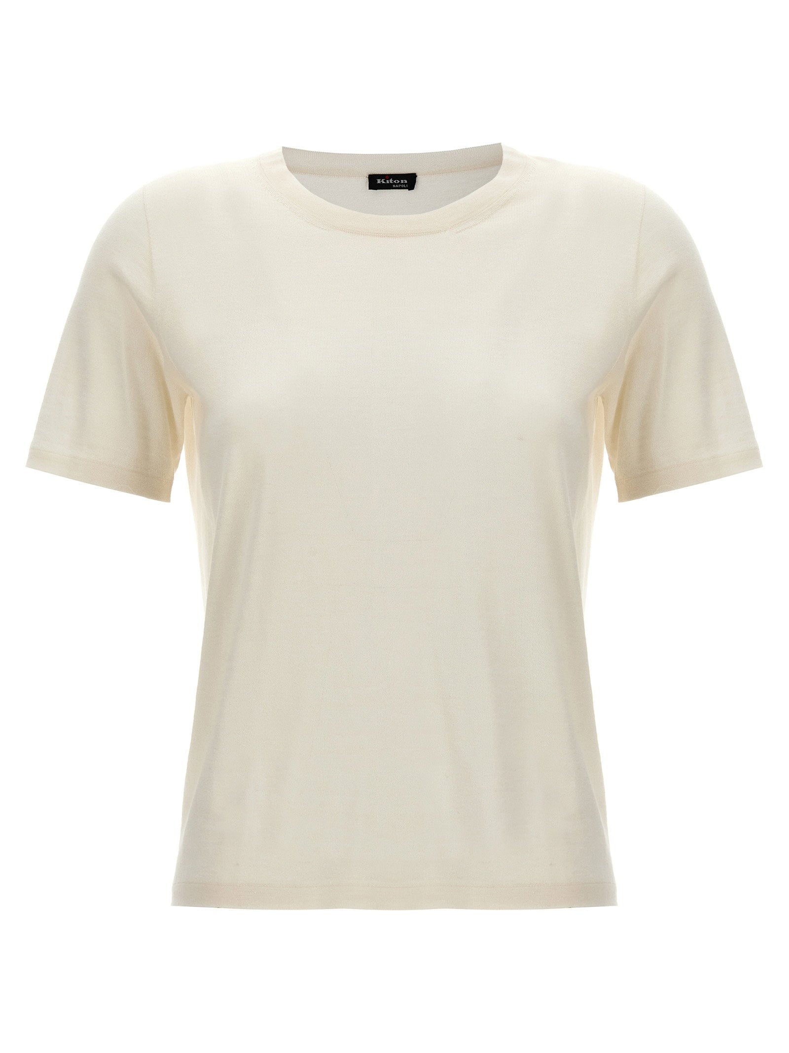 Kiton Silk-Cashmere Blend T-shirt — Cream
