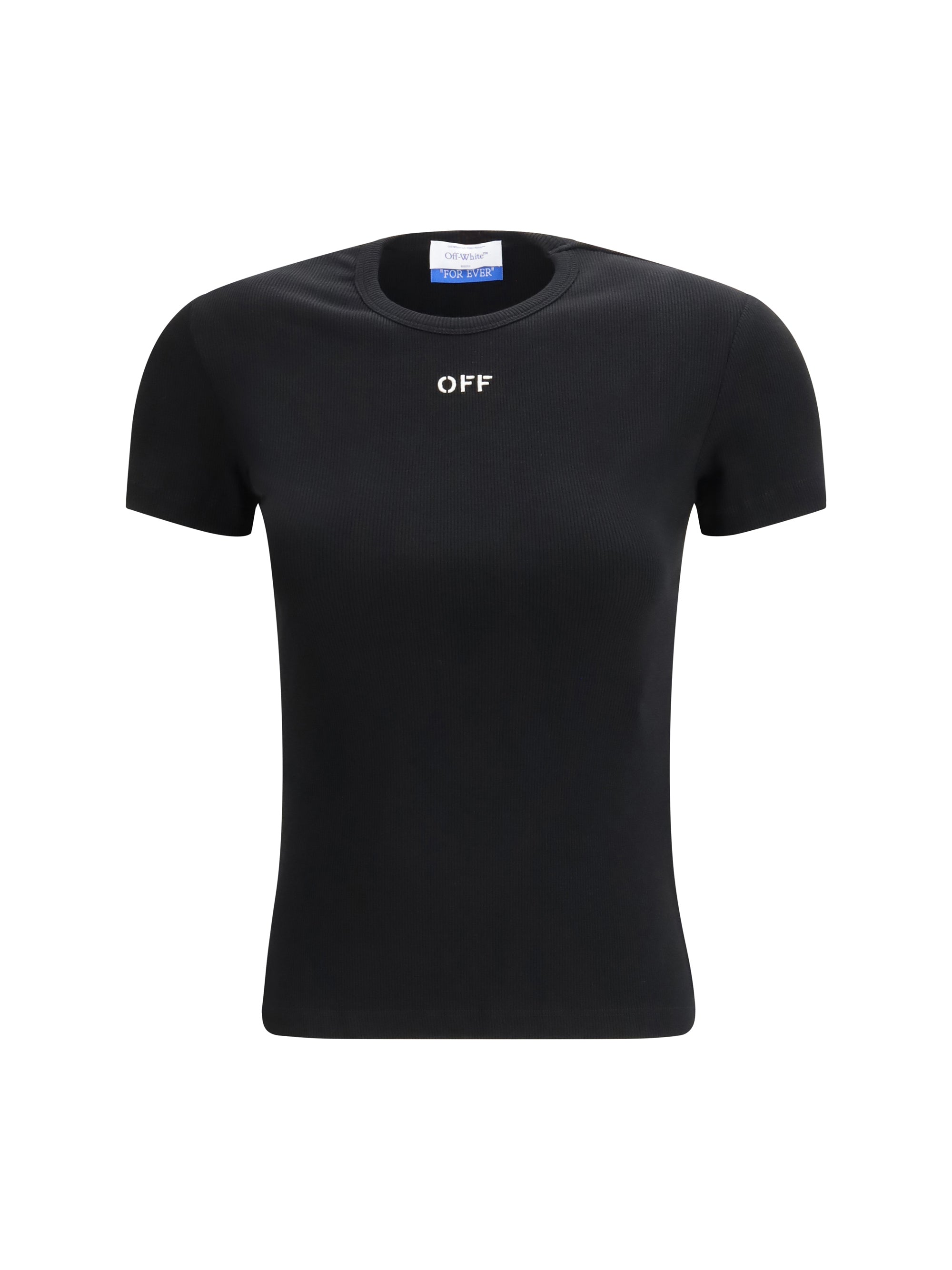 Off-White Embroidered Logo Rib T-Shirt — Black