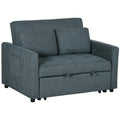 Fabric Loveseat Sofa Bed with Cushions & Side Pockets, Charcoal Grey