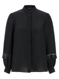 Kiton Linen with Fringe Detail Shirt — Black