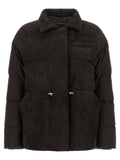 Kiton Suède-Front Drawstring Down Jacket — Black