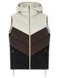 Kiton Chevron-Quilted Color-Block Padded Vest — Black